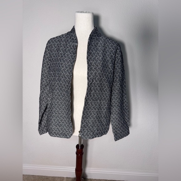 Eileen Fisher Rosette Jacquard Jacket Women's Black and White Patterned Jacket M - Picture 6 of 16